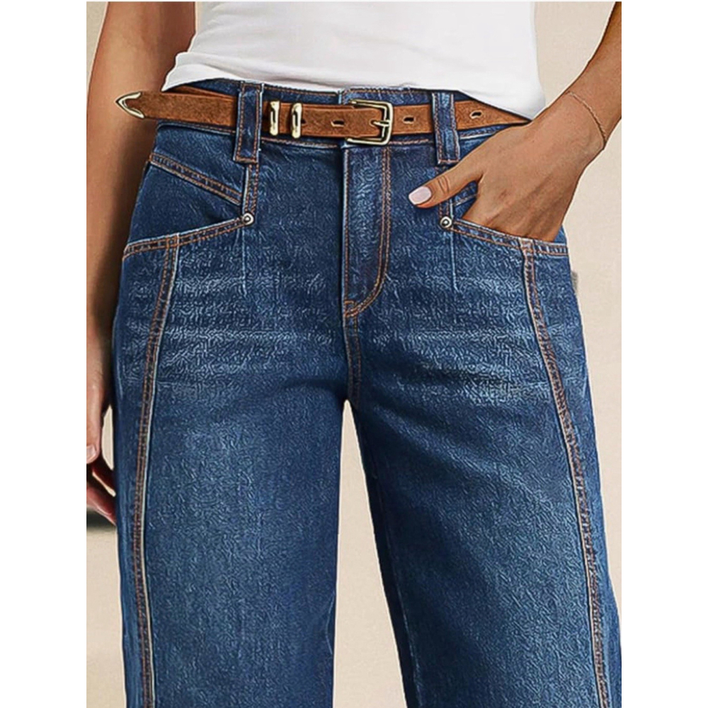 Flamingals Women’s High Rise Wide Leg Crop Jeans Barrel Leg Stretchy Baggy M - Picture 4 of 8